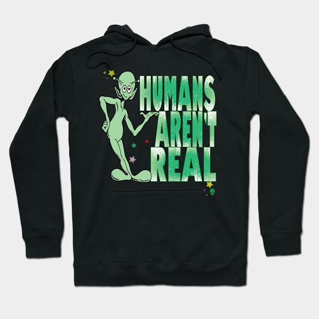 Fun UFO Alien Believers Humans Aren't Real Sci Fi Spaceship Retro Vintage Hoodie by Envision Styles